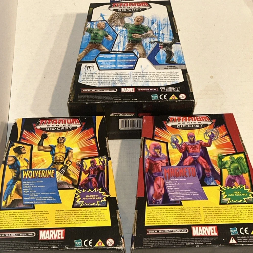 Wolverine, Magneto,‎ Sandman Die-Cast Titanium Series Figure Collectible Hasbro